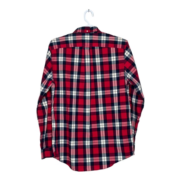Lands’ End men red plaid long sleeves buttoned casual shirt size Large - Picture 2 of 8